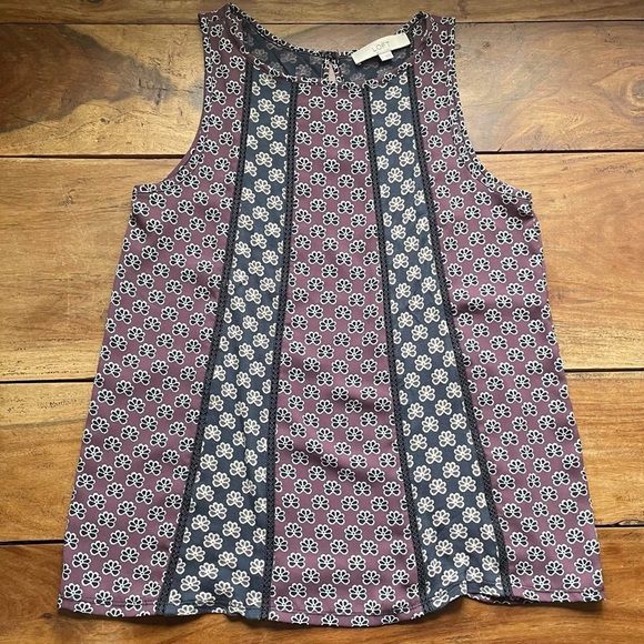 LOFT Tops - LOFT Floral Patterned Camisole - Burgundy and Navy